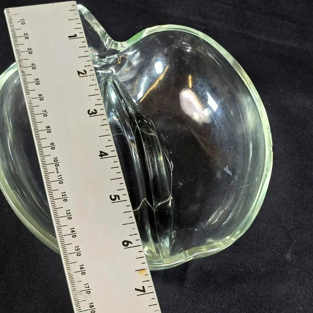 Vintage Hazel Atlas Apple Bowl Orchard Divided Relish Candy Dish Clear Glass 6" - Picture 5 of 8